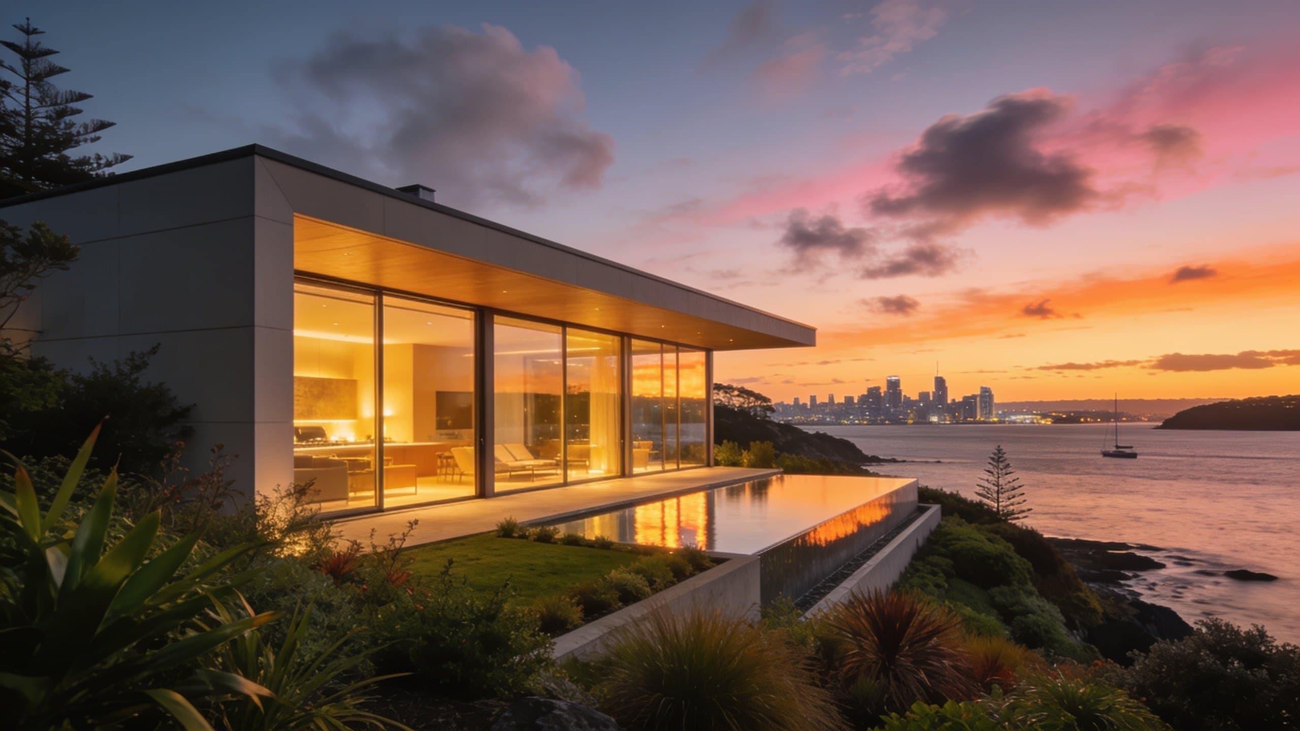 Auckland skyline at dusk